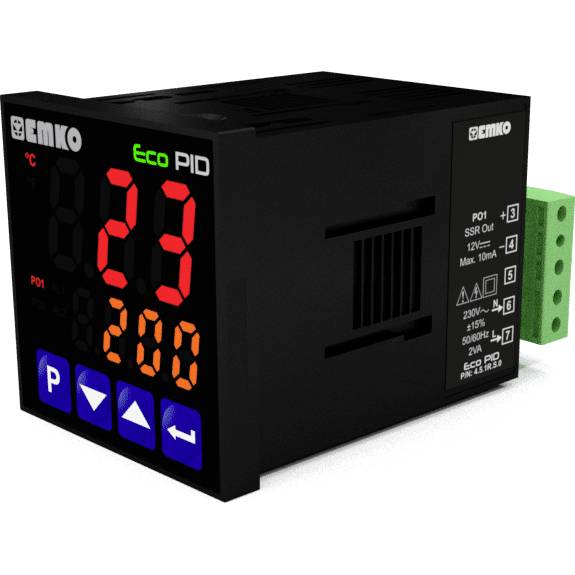 Термостат Emko ecoPID.4.6.2R.S.0 Pt100, J, K, R, S, T, L Реле 5 A, SSR (Д x Ш x В) 90 x 48 x 48 мм