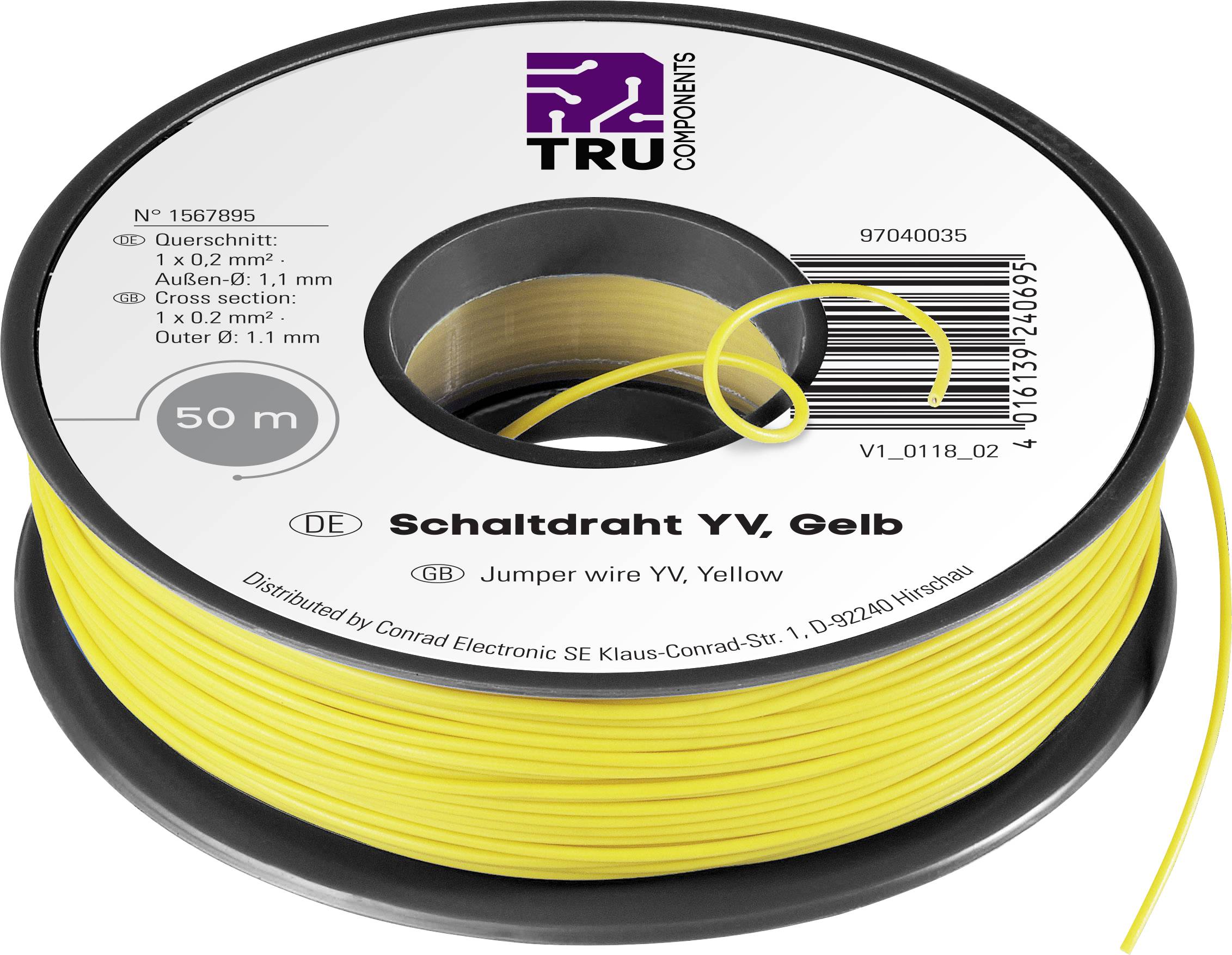 TRU COMPONENTS 1567895 Przewód połączeniowy Yv, 1 x 0.20 mm², 50 m