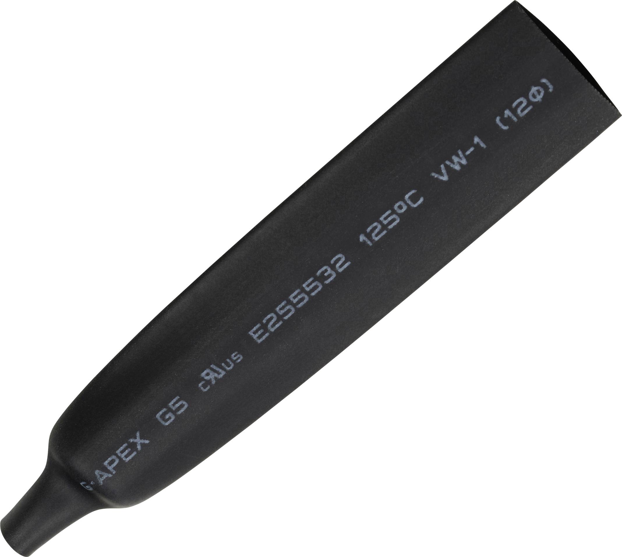 Термоусадочна трубка TRU COMPONENTS 1572143 без клею B2G5-7 BK, 2:1, від 12 мм до 6 мм, 5,00 м