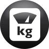 Symbol wagi z napisem kg, wskazujący na wagę lub masę.