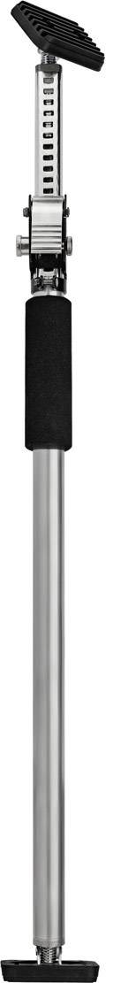 Regulowana metalowa podpora z czarną podstawą i uchwytem, stosowana podczas prac budowlanych lub remontowych do zapewnienia stabilizacji.