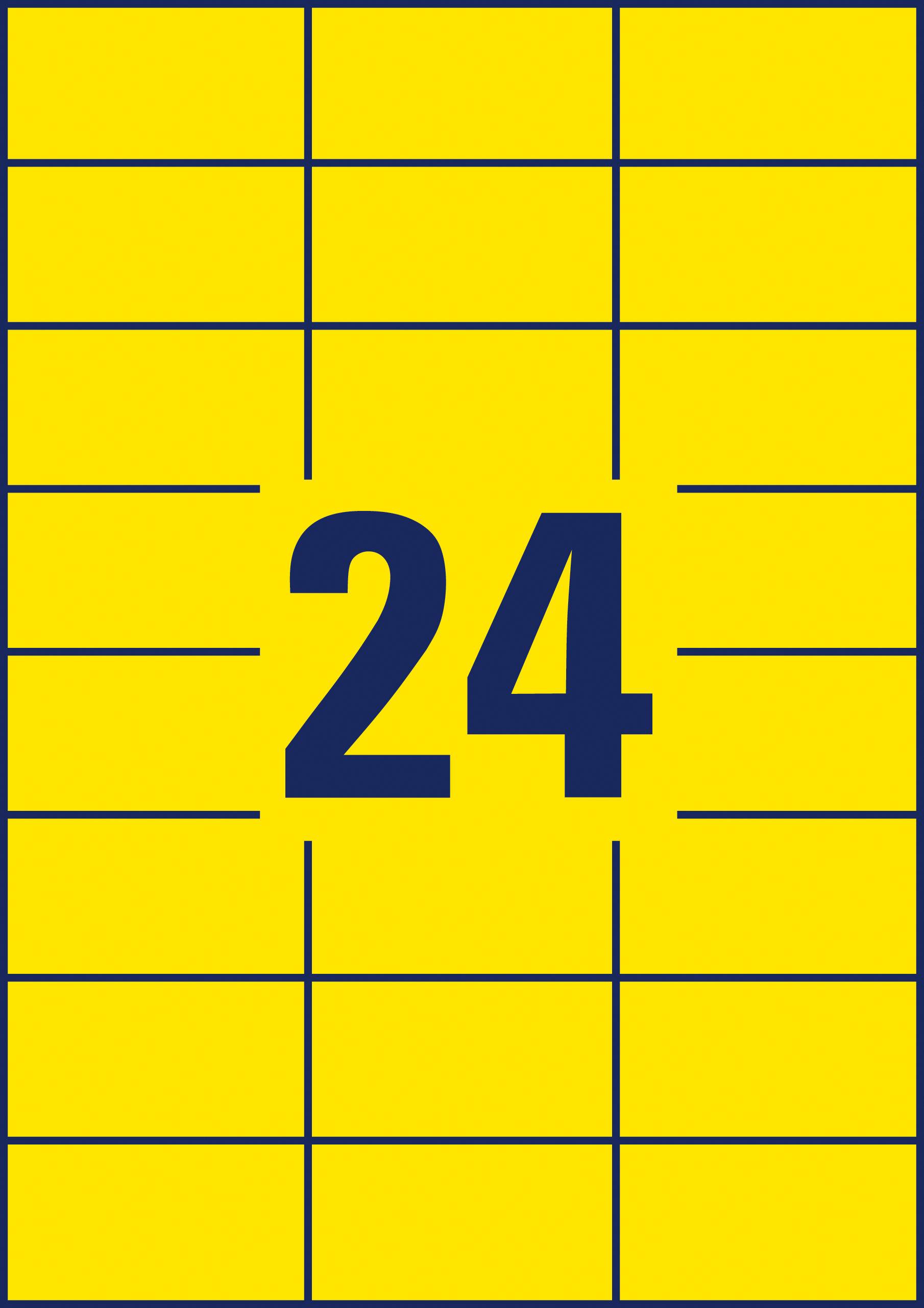 Żółty prostokąt z ciemnoniebieską cyfrą '24' pośrodku, otoczony niebieskimi liniami tworzącymi małe kwadraty.
