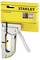 Zszywacz 'Stanley' w kolorach srebrnym i żółtym, kompatybilny ze zszywkami typów A i G. Opakowanie prezentuje model i mechanizm blokady uchwytu.