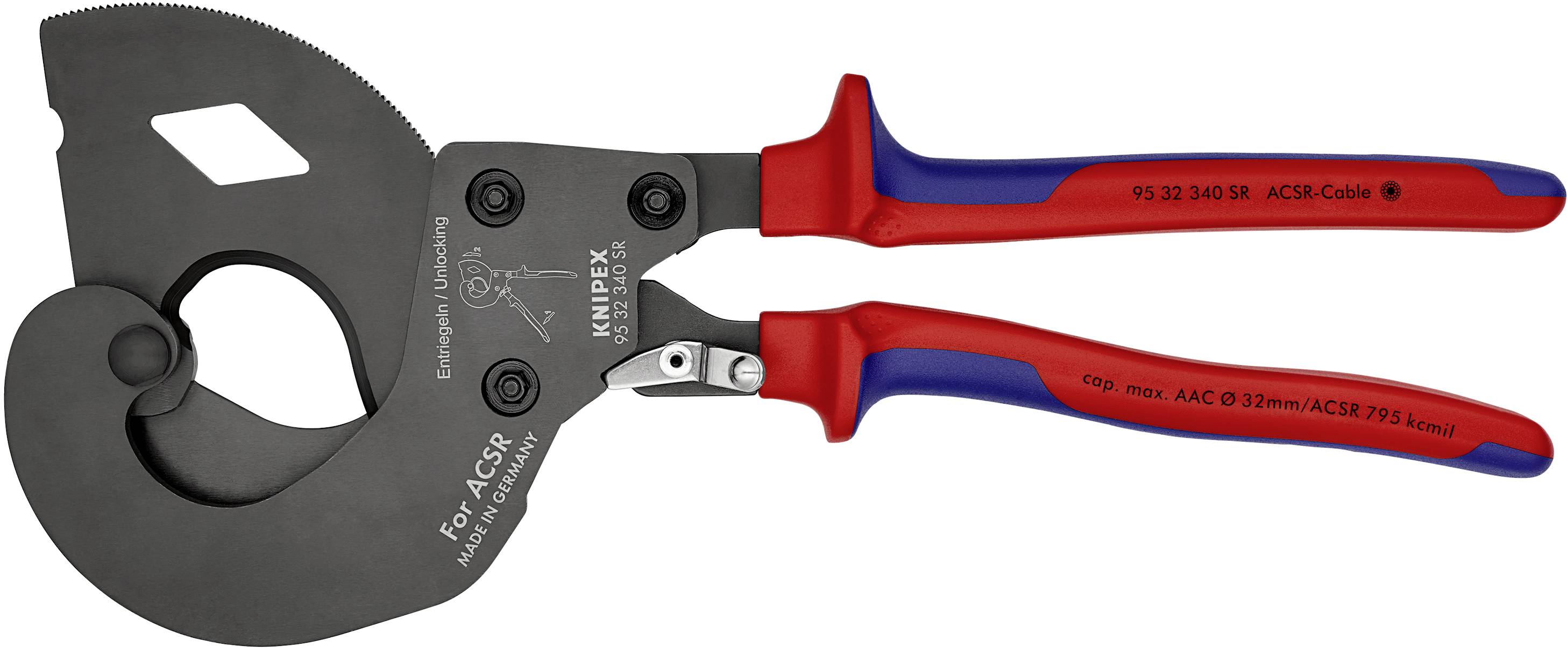 Тріскачковий кусачок для кабелю Knipex 95 32 340 SR 340 мм