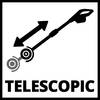 Symbol 'Telekopisch' przedstawia regulowaną rurę ze strzałkami wskazującymi zmianę długości.