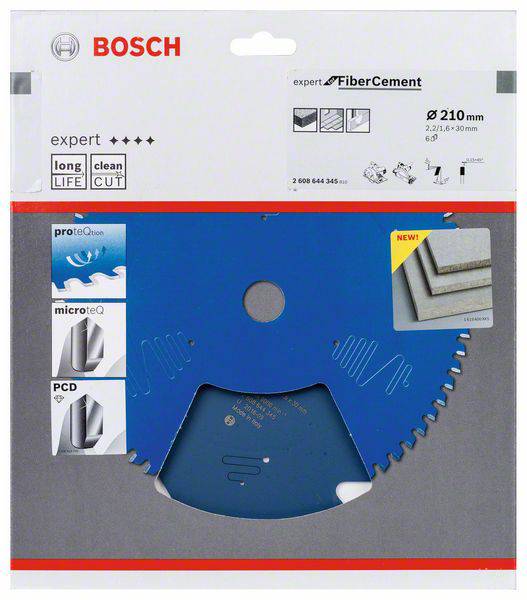 Opakowanie piły tarczowej Bosch 'Expert for FiberCement', o średnicy 210 mm, przeznaczonej do materiałów cementowych.