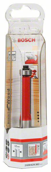 Frezy do prac stolarskich w opakowaniu blistrowym. Marka: Bosch. Zawiera szczegóły techniczne i diagramy głębokości frezowania.