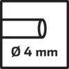 Ø 4 mm na białym tekście na czarnym tle. Tekst opisuje średnicę 4 milimetrów.