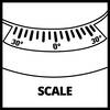 Kątomierz wskazuje oznaczone kąty przy 30°, 0° i 30°, poniżej słowo 'Skala'.
