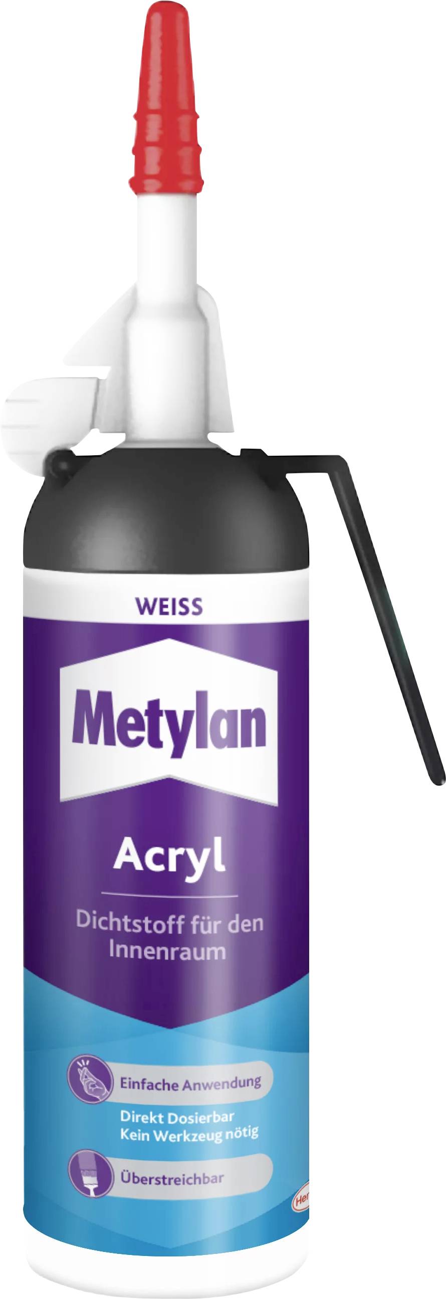Metylan Acryl Uszczelniacz, biały. Do stosowania wewnątrz pomieszczeń. Właściwości: łatwy w użyciu, możliwość bezpośredniego dozowania, nadający się do malowania.