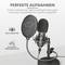 Mikrofon z filtrem przeciwwybuchowym i podstawką. Odpowiedni do streamingu, nagrywania podcastów i nagrań akustycznych. Funkcje: kardioidalny, kabel 1,8 m, funkcja Plug & Play.
