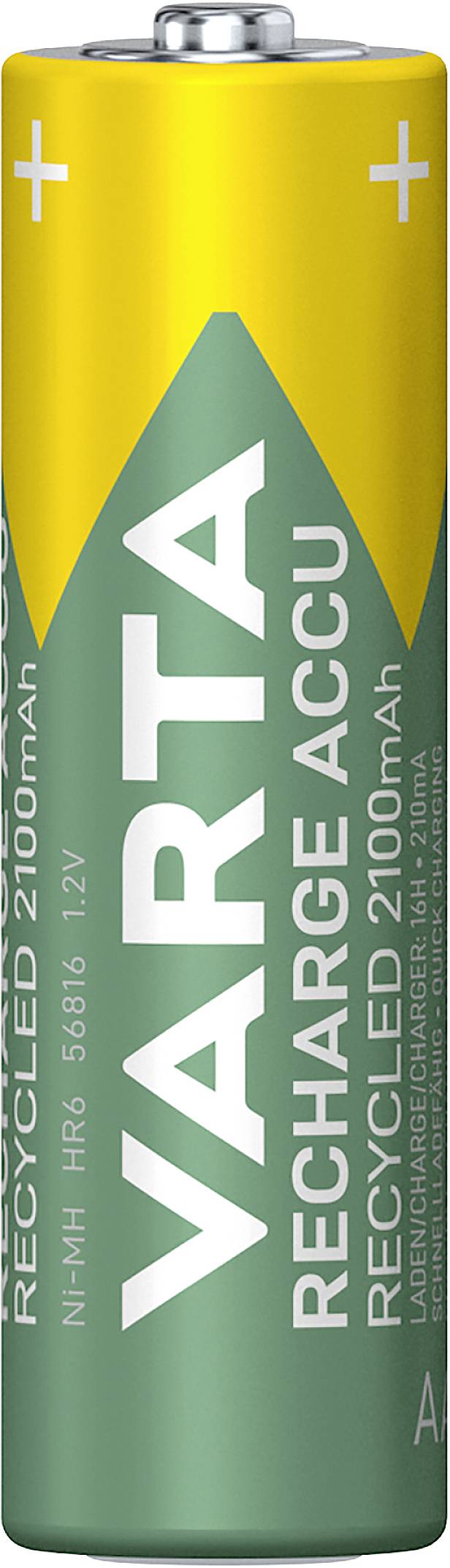 Батарейка AA/R06 Varta RECH.AC.RECYC.AA2100mAh BLI4 56816101404, NiMH, 2000 мАг, 1.2 В, 4 шт.