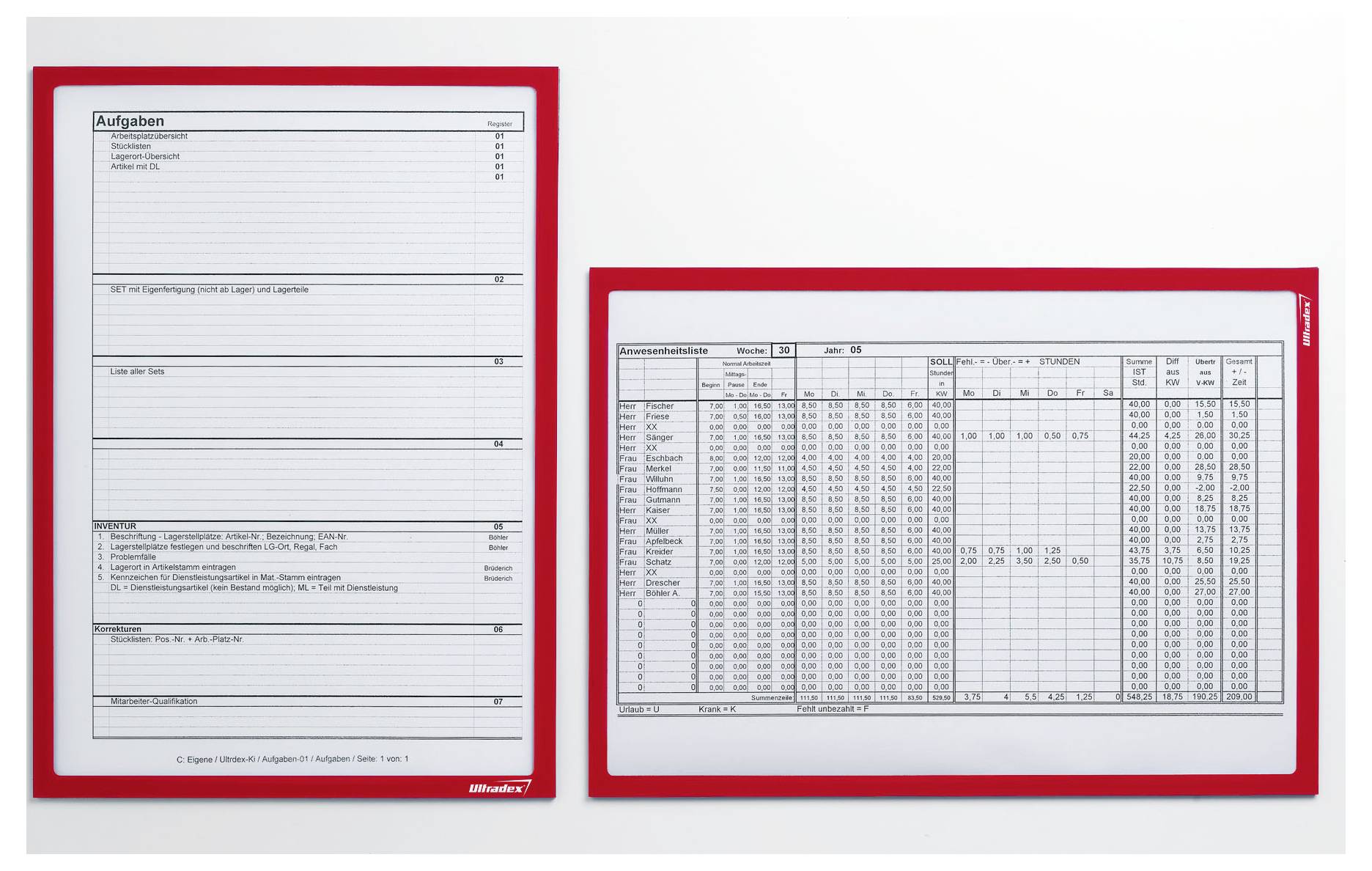 Магнітна інформаційна рамка Ultradex 889005 червоного кольору (Ш x В) 225 мм x 312 мм