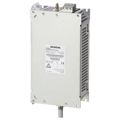 Elektroniczny komponent Siemensa z kratkami wentylacyjnymi i złączami. Etykieta przedstawia informacje o produkcie i oznaczenie CE.