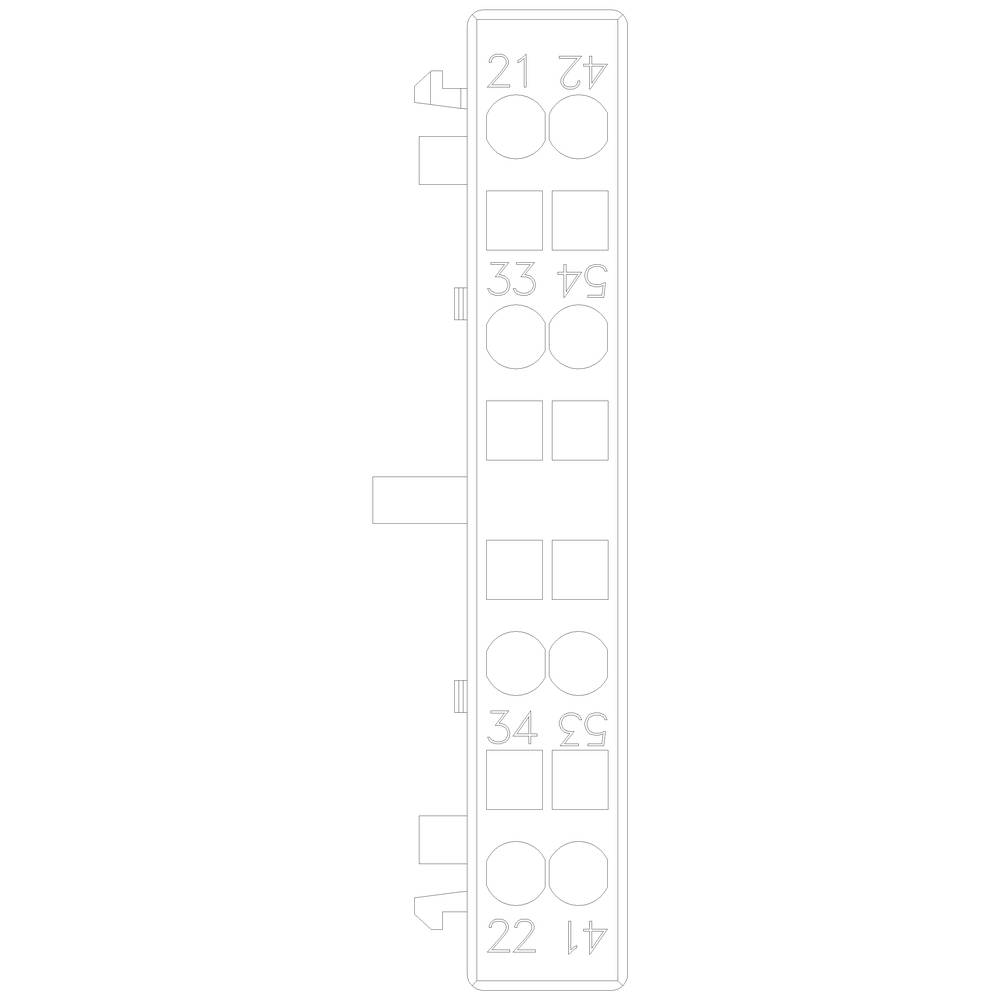 'Narysowany diagram prostokątnego obiektu z numerami od 21 do 54 i różnymi kształtami na powierzchni.'