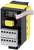 Żółty moduł elektroniczny z wieloma zaciskami przyłączeniowymi i kablem transmisji danych. Górna część wyposażona jest w diody LED oraz żółty przycisk.