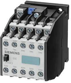 Czarne i szare urządzenie elektryczne firmy Siemens z wieloma złączami śrubowymi, umieszczone na białym tle.