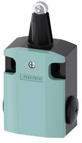 Urządzenie sterujące firmy Siemens w turkusowej obudowie z czarnym przełącznikiem na górnej powierzchni, stosowane do sterowania maszynami.