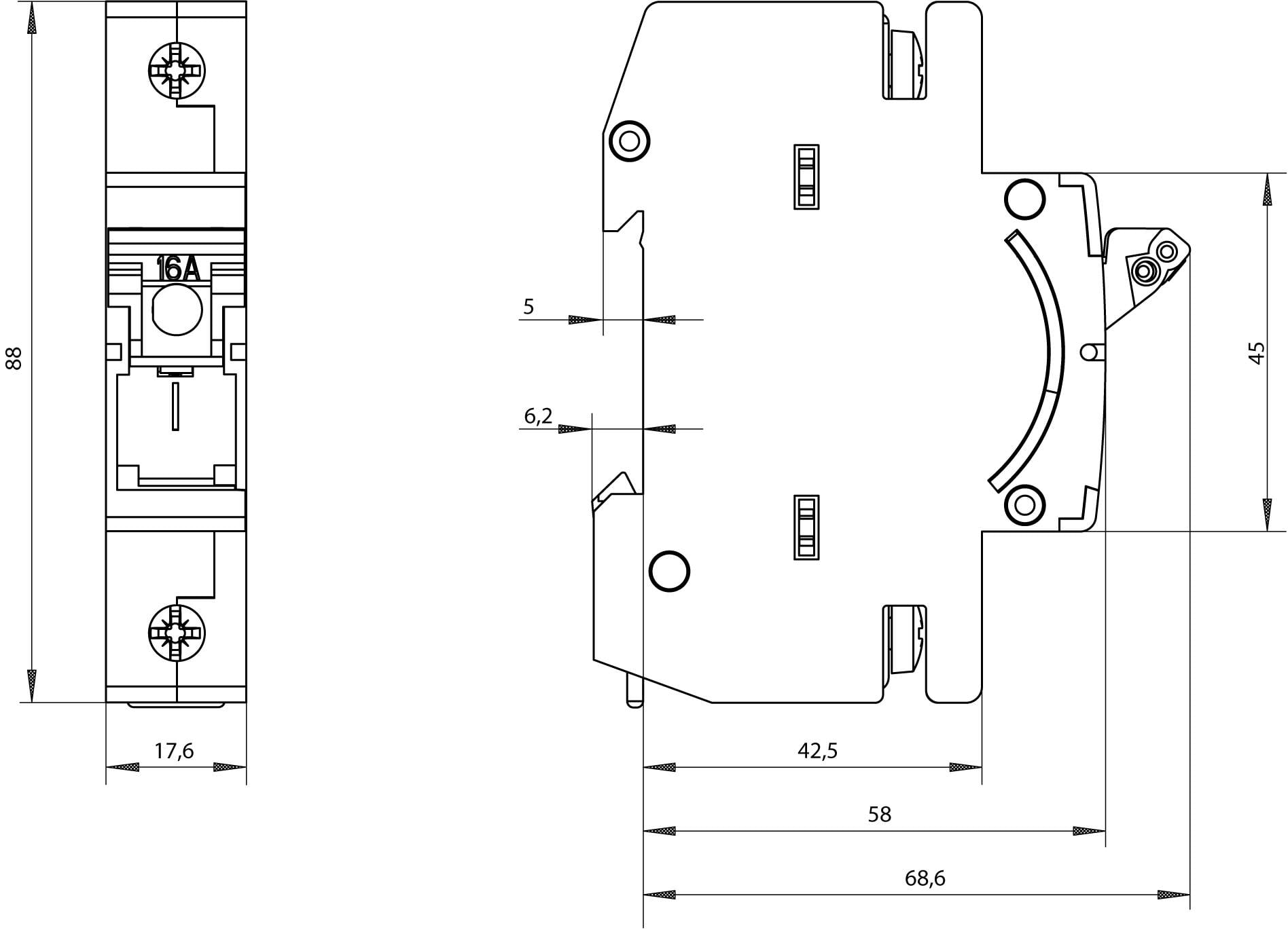 Запобіжник Siemens 5SG76110KK16, вимикач, розмір запобіжника = D01, 16 A, 230 V, 1 шт.