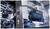 Szafa sterownicza z odkrytymi przewodami i przyłączami stoi obok okna pokrytego kroplami deszczu, przez które widać maszyny.