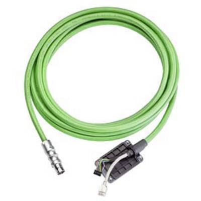 Zielony kabel z wieloma złączami, w tym srebrnym złączem śrubowym i czarnym złączem wtykowym.