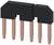 5-pinowa listwa złączowa z czarnymi obudowami z tworzywa sztucznego i miedzianymi stykami, służąca jako złącze w obwodach elektronicznych.