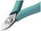 Obcinaczki boczne z zielonymi uchwytami, odpowiednie do precyzyjnego cięcia cienkich przewodów lub metalowych nici.