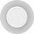 Biały, okrągły talerz na większym szarym, okrągłym tle, wyśrodkowany i pozbawiony dodatkowych obiektów lub dekoracji.