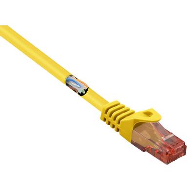 Żółty kabel Ethernet z czerwonym wtykiem. Idealny do podłączania komputerów do sieci.