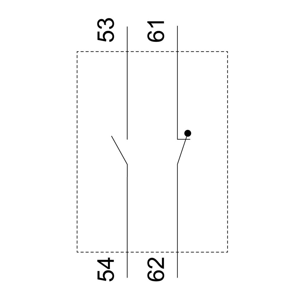 Dwugałęziowa struktura z numerami: 53, 54, 61, 62. Punkt na jednej gałęzi.