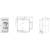 Rysunek przekaźnika elektrycznego z widokiem czołowym, bocznym i z góry. Podane są wymiary i szczegóły techniczne.