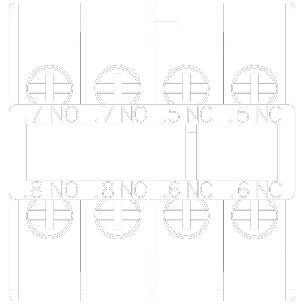 Rysunek techniczny schematu elektrycznego z oznaczonymi zaciskami stykowymi: .7 NO, .5 NC, .8 NO, .6 NC.