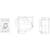Rysunek techniczny elementu elektrycznego w trzech rzutach: widok z przodu, widok z boku oraz widok z góry z wymiarami.