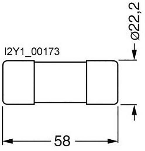 Rysunek techniczny cylindrycznego obiektu o wymiarach 'Długość: 58 mm', 'Średnica: 22,2 mm'.