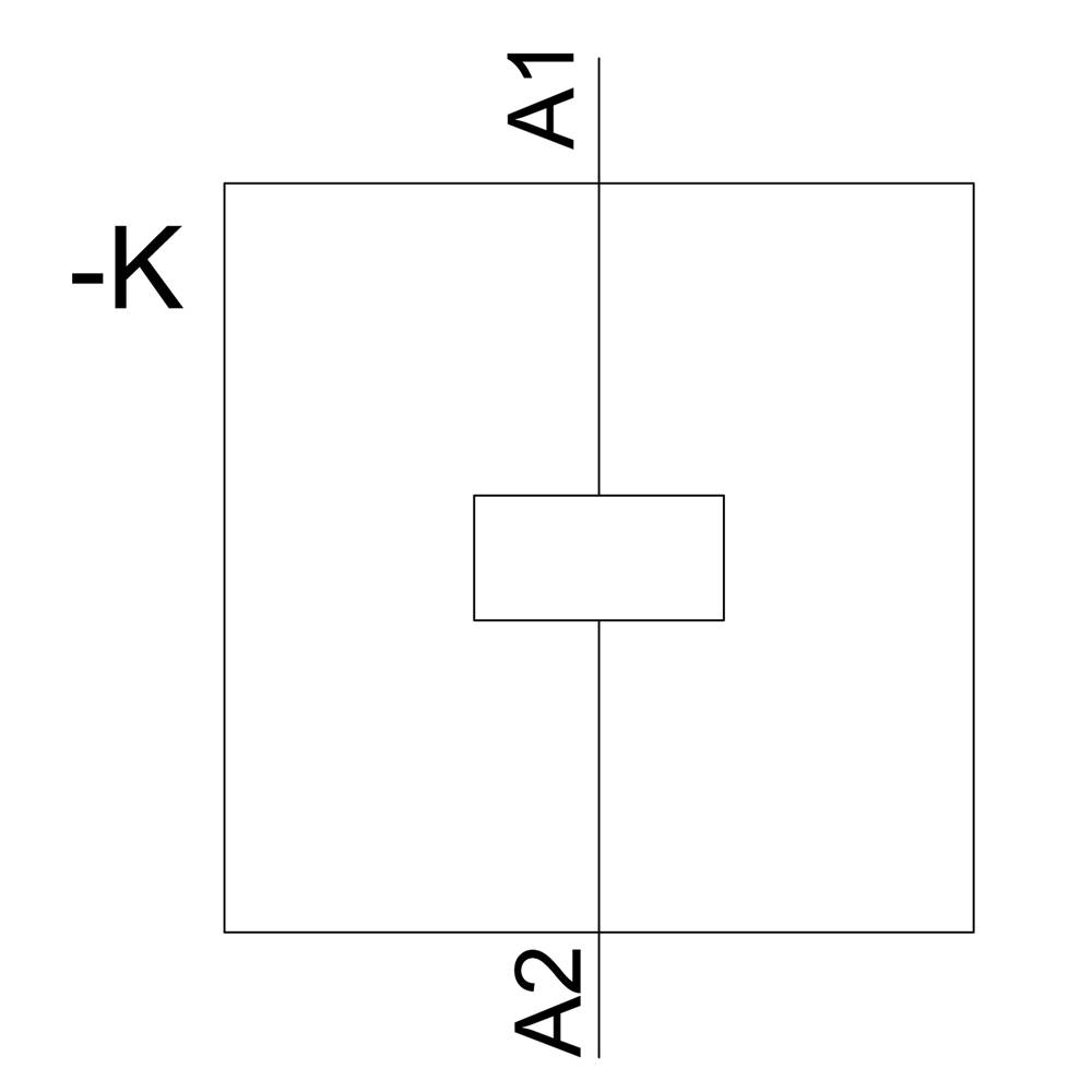 Diagram kwadratu z poziomym prostokątem pośrodku. Oznaczenia: '-K' po lewej stronie, 'A1' nad pionową linią i 'A2' pod pionową linią.