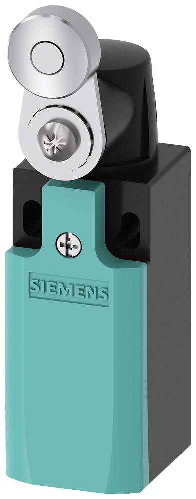 Elektromagnetyczny wyłącznik bezpieczeństwa firmy Siemens w kolorze zielonym i czarnym, z dźwignią na górze.