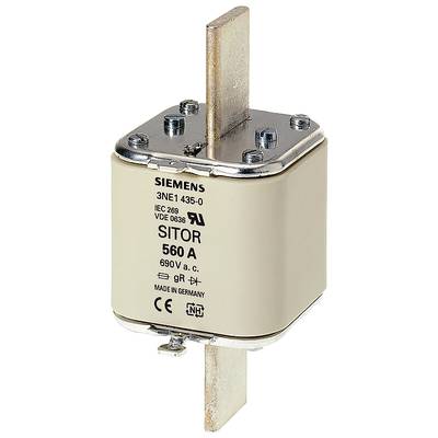 Wkładka bezpiecznikowa Siemens, typ SITOR, model 3NE1 435-0, 560 A, 690 V prądu przemiennego, do przemysłowych zastosowań elektrycznych.
