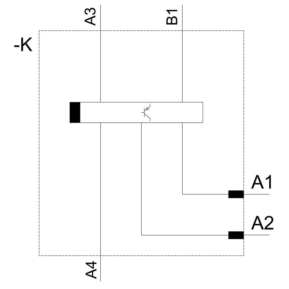 Rysunek techniczny schematu elektrycznego z oznaczeniami: A1, A2, A3, A4, B1. Przedstawione główne komponenty i połączenia.