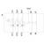 'Schemat połączeń styku z trzema stykami głównymi i funkcją testową. Przyłącza są oznaczone numerami.'