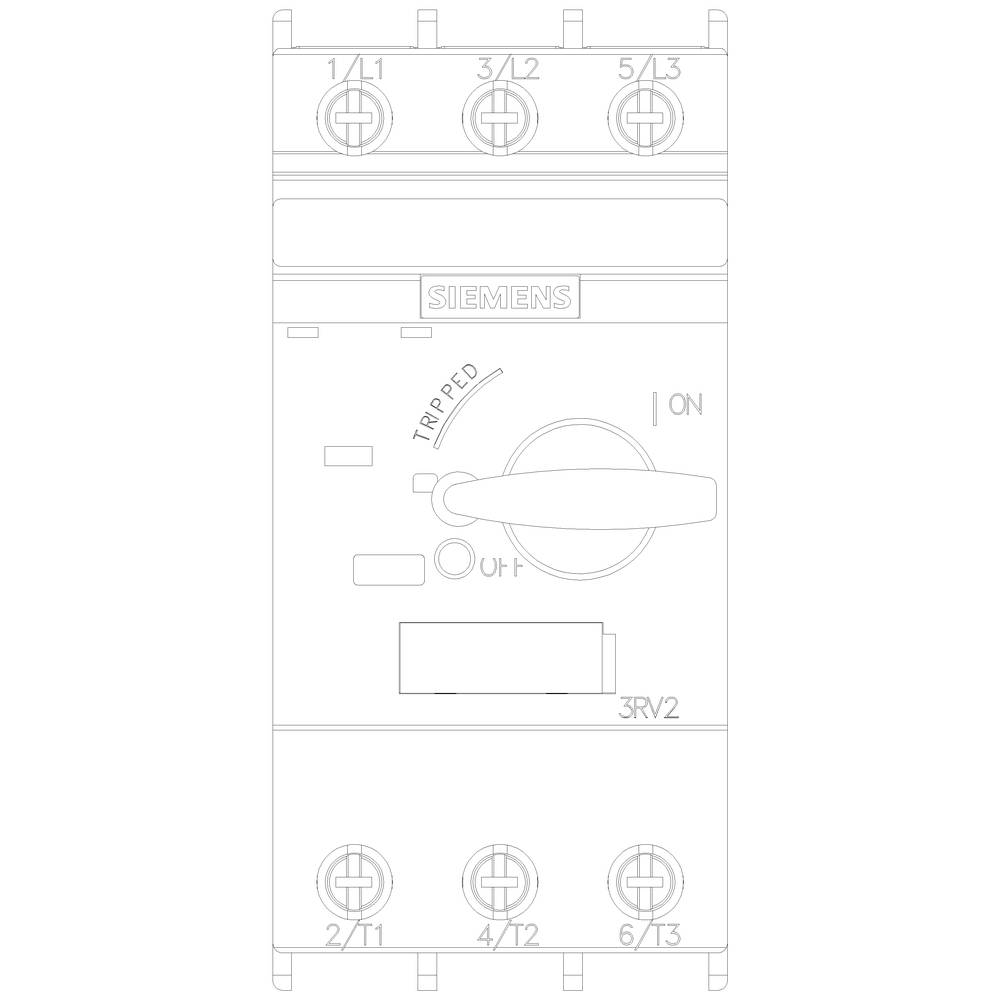 Urządzenie przełączające z przełącznikiem obrotowym pośrodku, oznaczonym napisami 'TRIPPED' i 'ON'. Na górze znajdują się ponumerowane punkty przyłączeniowe od 1/1 do 5/13.