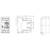 Rysunek techniczny elementu elektrycznego z widokami: czołowym, bocznym i z góry. Podane są wymiary i szczegóły konstrukcyjne.