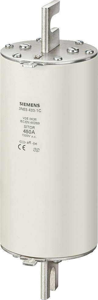 Cylindryczny element elektryczny z napisami, w tym 'Siemens', przeznaczony do zastosowań w elektroenergetyce wysokiego napięcia. Górna i dolna część wyposażona są w metalowe złącza.