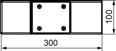 Rysunek techniczny prostokątnej płyty metalowej o wymiarach 300 mm długości i 100 mm szerokości.