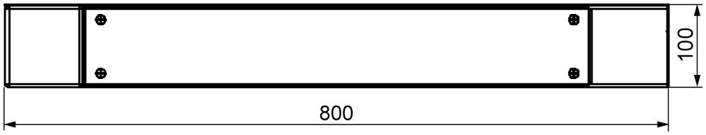 Rysunek techniczny prostokątnej belki o wymiarach 800 x 100 mm.