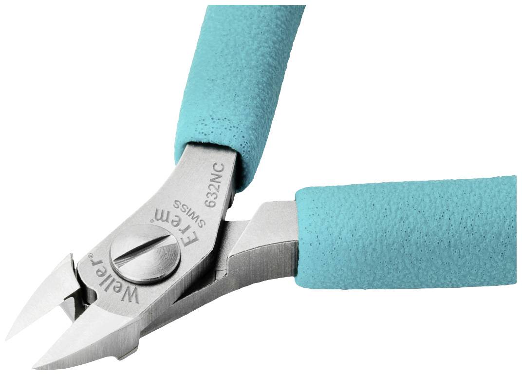 Cęgi do paznokci z niebieskim uchwytem, nazwa marki 'Weller Erem' widoczna na ostrzu.