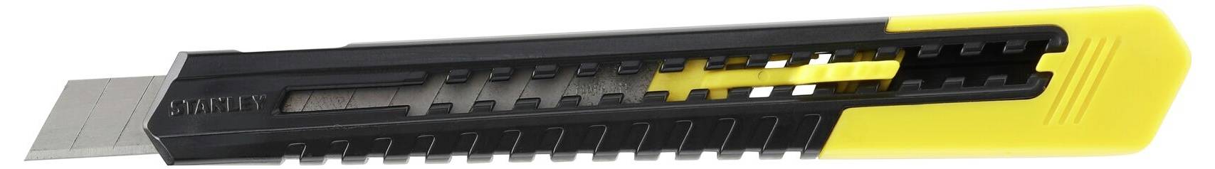 Żółto-czarny nóż monterski z chowanym ostrzem, odpowiedni do cięcia papieru lub kartonu.