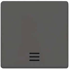 Czarny włącznik światła o minimalistycznym designie z trzema poziomymi nacięciami u dołu.