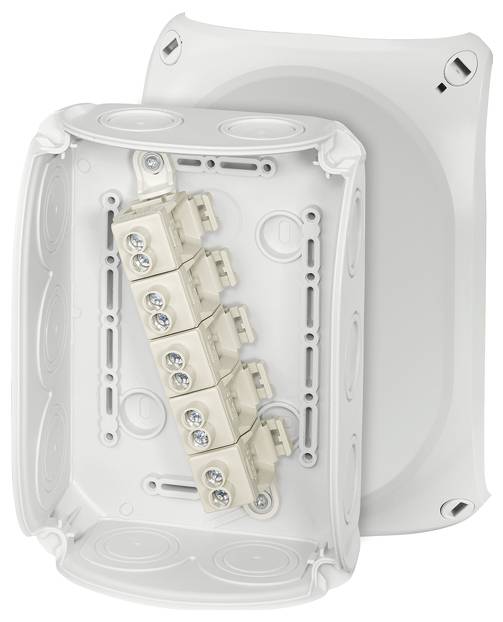 Розподільна коробка Hensel DK 1010 G, IP66 (з ущільненням передньої панелі), (Д x Ш x В) 77 x 180 x 130 мм, сіро-білий (RAL 7035),