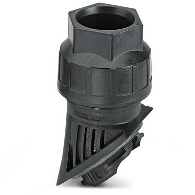 Czarny adapter z tworzywa sztucznego o sześciokątnym wierzchu z przepuszczającymi powietrze otworami, prawdopodobnie przeznaczony do wentylacji.