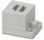Pojedynczy, szary element budowlany o kształcie prostokąta z dwoma otworami i otworami mocującymi. Często stosowany do połączeń elektrycznych.